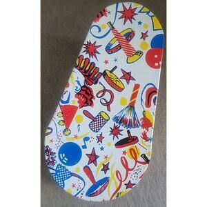 1950's US Metal Toy Manufacturing Clown Oval Tin Noise Maker Vintage